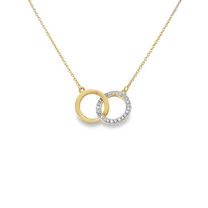 10Y Double Interlocking Pave Diamond Circle Necklace
