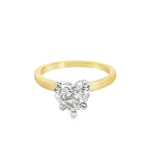 14TT Heart Shaped Natural Diamond Solitaire Ring size 7.5