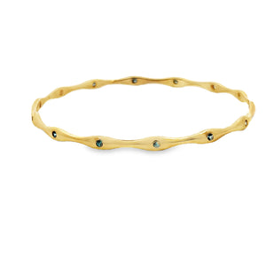 14Y Tapered Round Blue Zircon Bangle