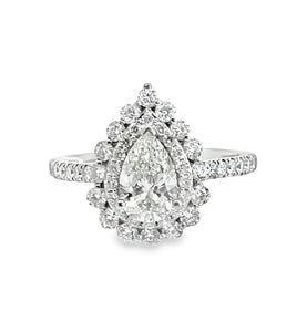 14W 2.00ctw Lab Grown Pear Shaped Diamond Engagement Ring sz 7