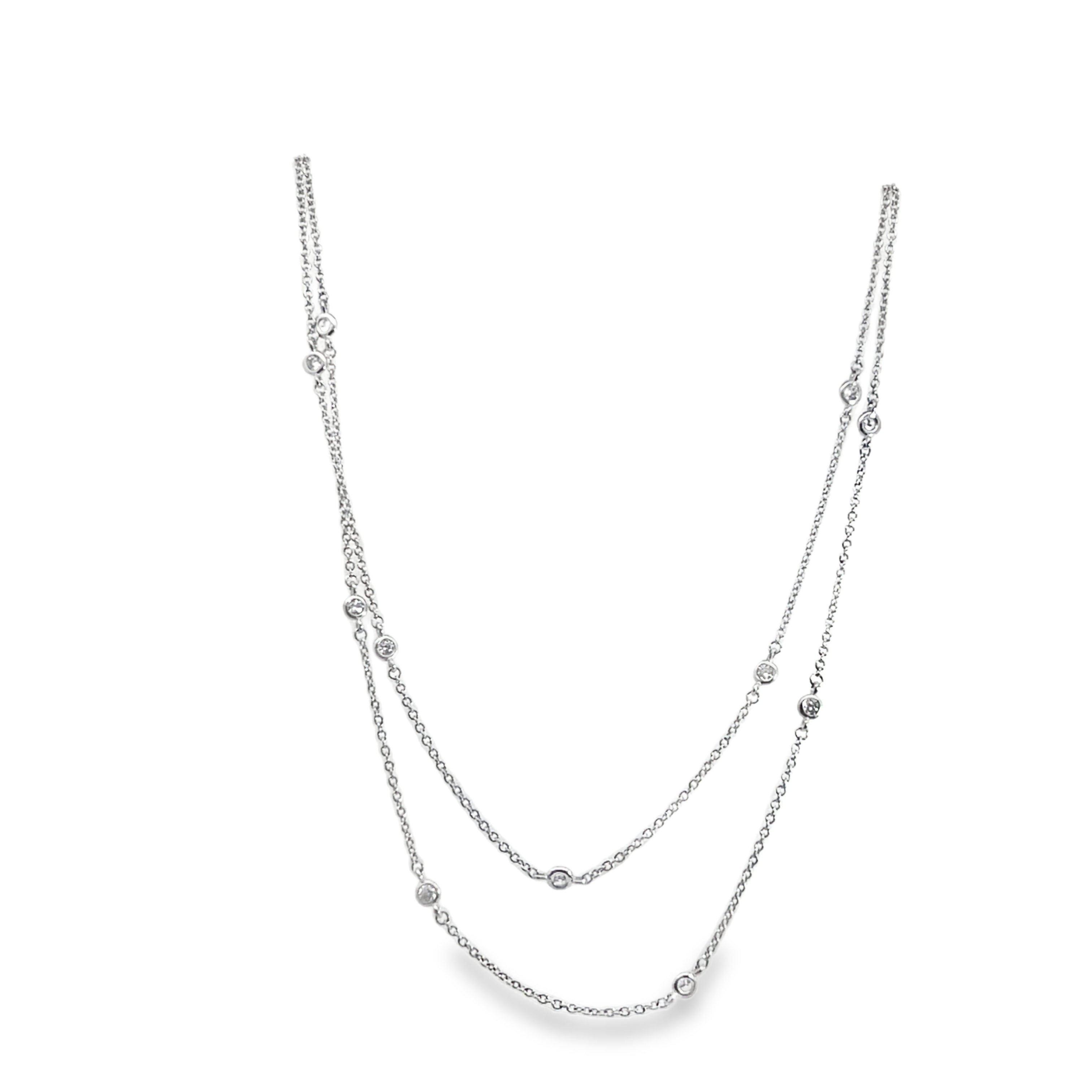 14W Double Diamonds By The Yard Necklace, 17"-18.5"