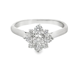 14W .75ctw 9 Stone Flower Shaped Lab Grown Diamond Ring sz 7