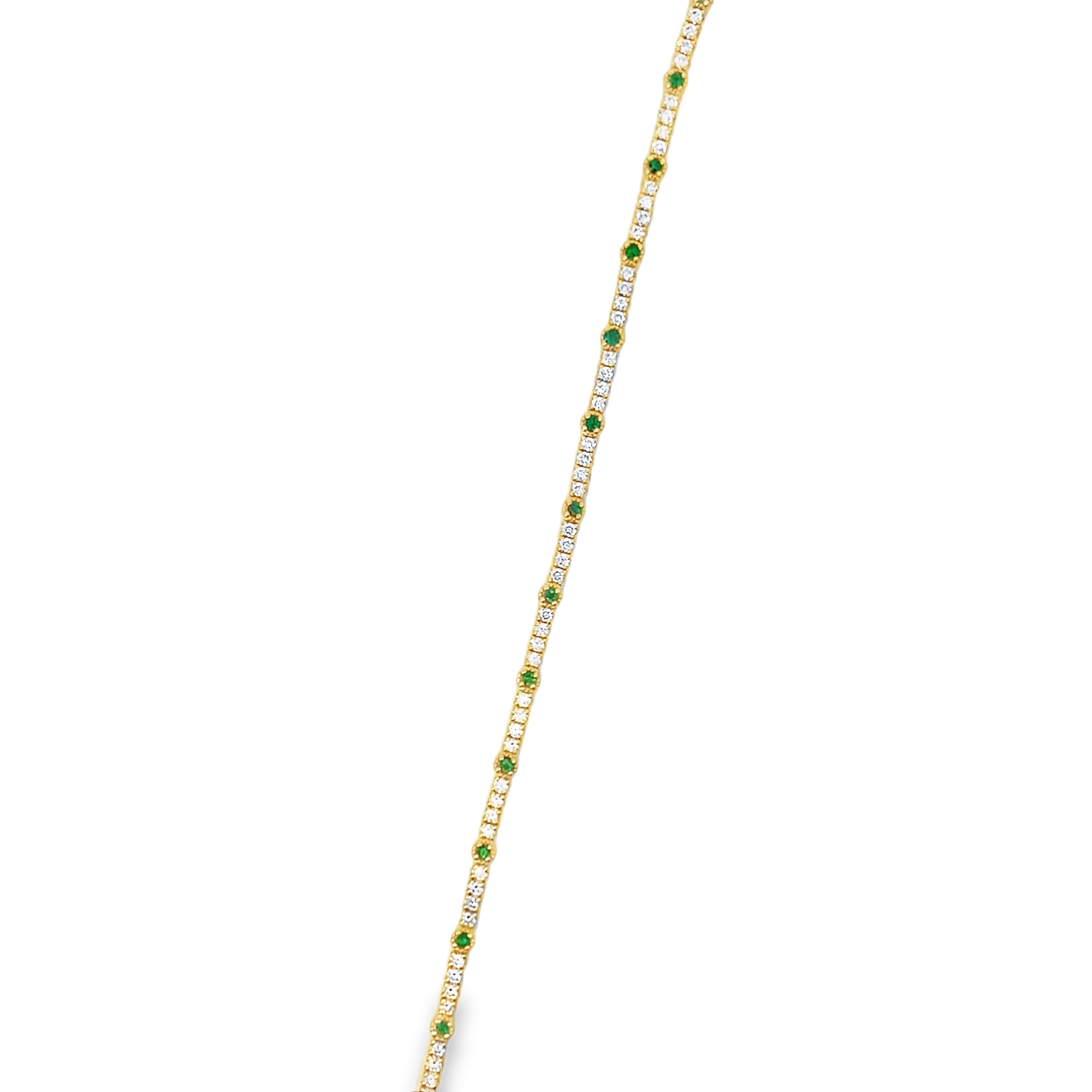 14Y 1.36ctw Diamond and Milgrained Emerald Accent Bracelet