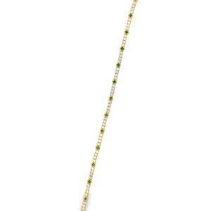 14Y 1.36ctw Diamond and Milgrained Emerald Accent Bracelet
