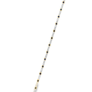 14TT 1.49ctw Diamond and Milgrained Blue Sapphire Accent Bracelet