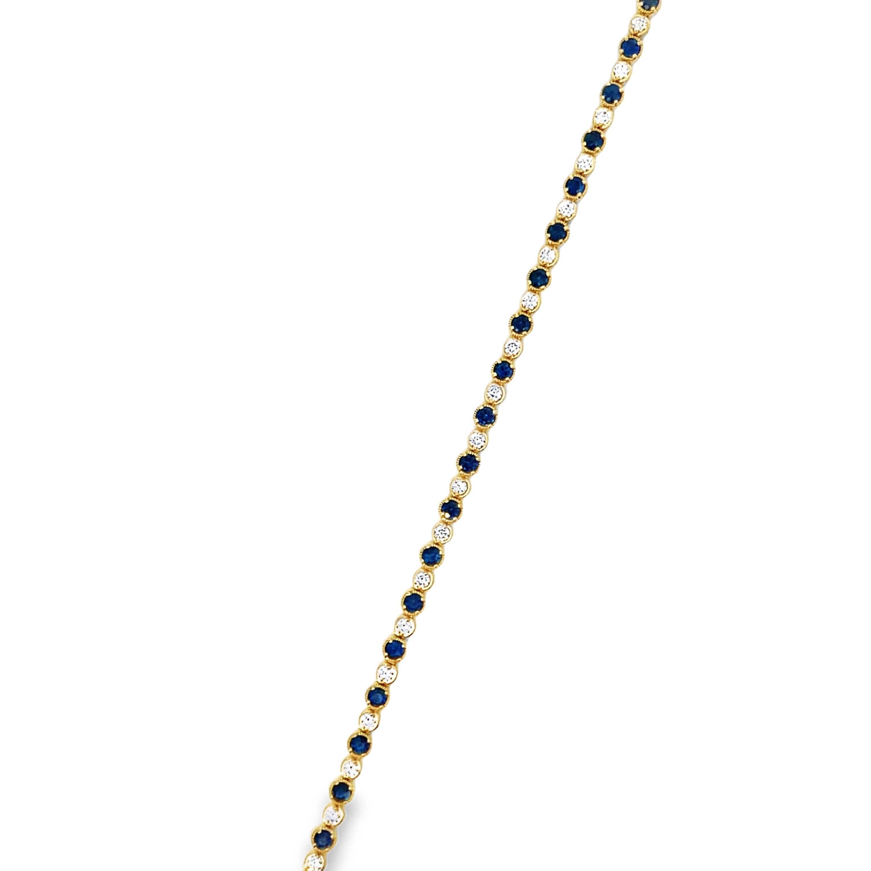 14Y 3.03ctw Alternating Larger Blue Sapphires and Smaller Diamond Bracelet