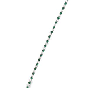 14W 2.98ctw Alternating Larger Emeralds and Smaller Diamond Bracelet