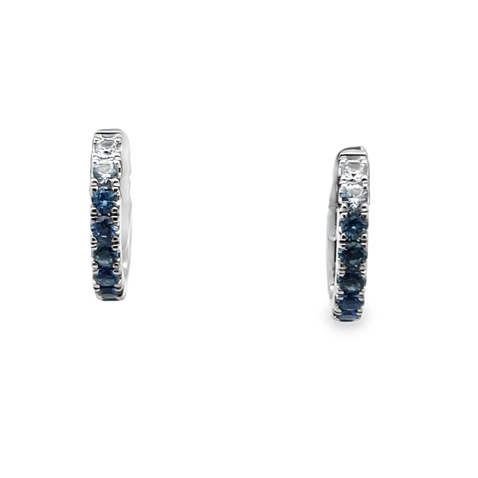 14W .52ctw Blue Sapphire Gradient Huggie Hoops