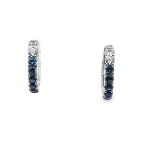 14W .52ctw Blue Sapphire Gradient Huggie Hoops