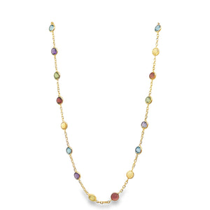 14Y Round Bezel Set Multicolored Gemstone Necklace