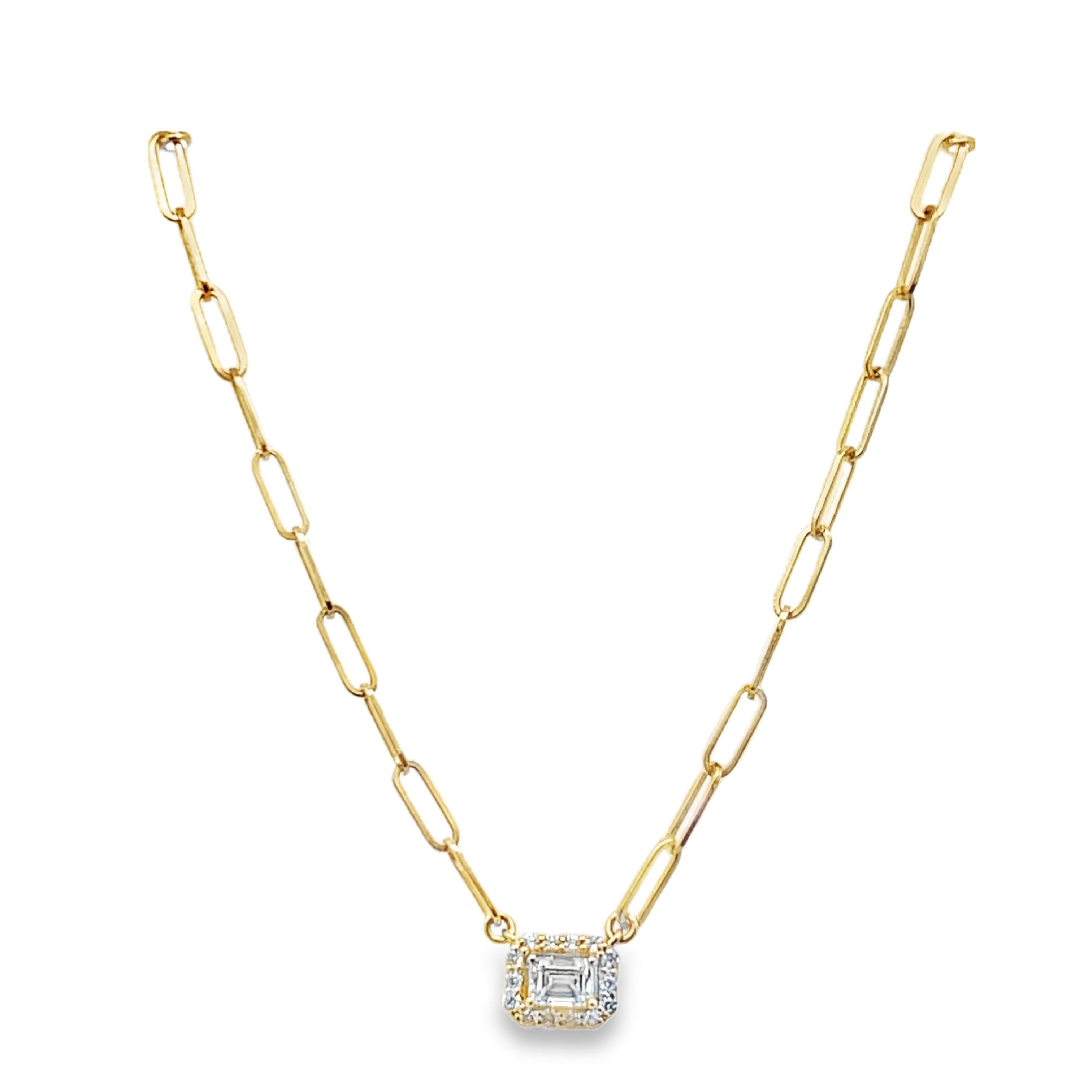 14Y E/C .43ctw Diamond Necklace on Paperclip Chain 18"