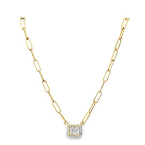 14Y E/C .43ctw Diamond Necklace on Paperclip Chain 18"