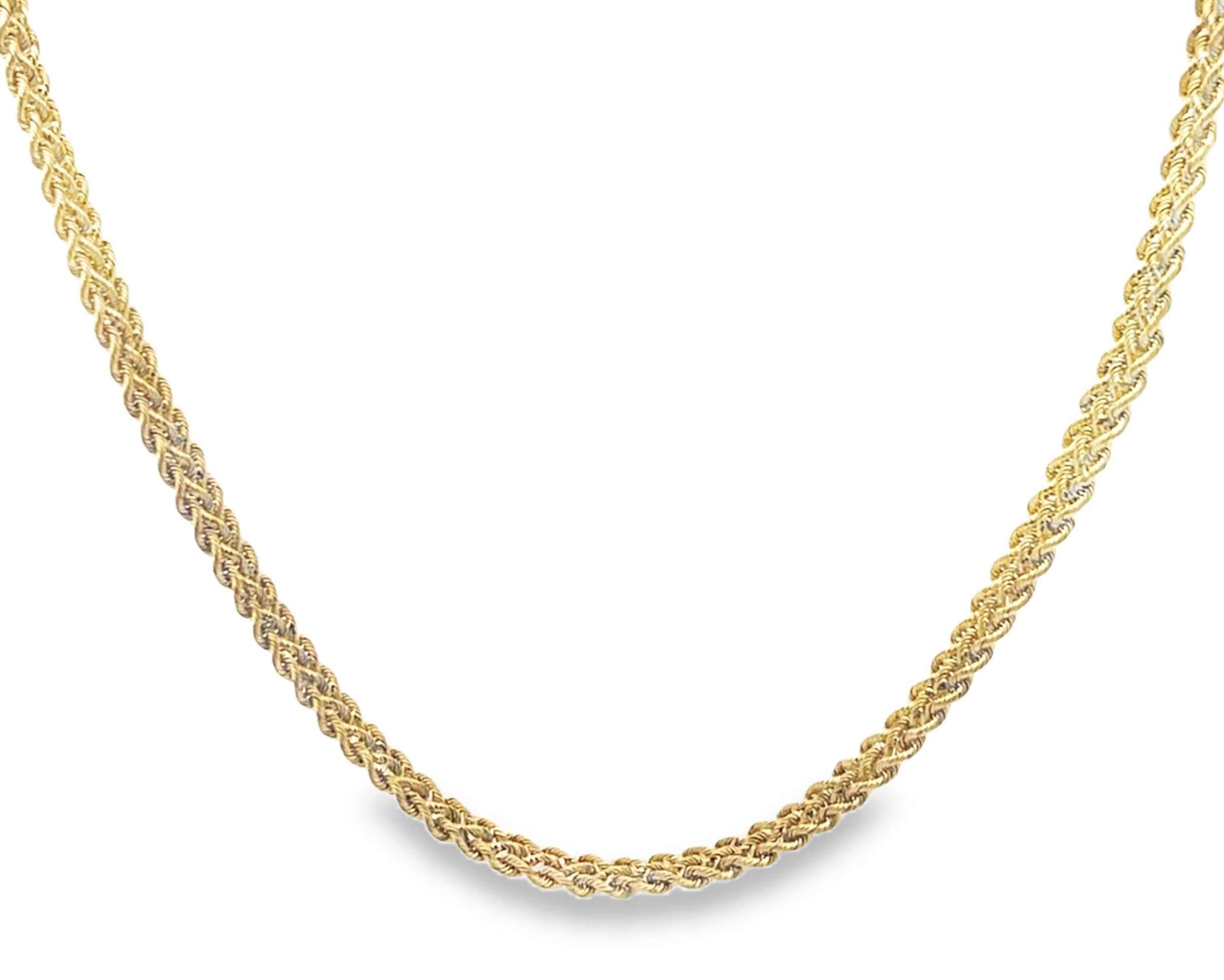 14Y 6.7mm 3 Row Woven Rope Necklace 17"