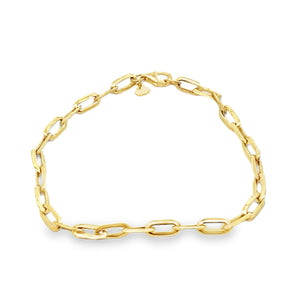 14Y Tapered Paperclip Link Bracelet with 4.6 x 9.8mm Links 7.75"