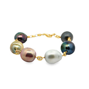 18Y Natural Multi-Colored South Sea Pearl Bracelet 9"