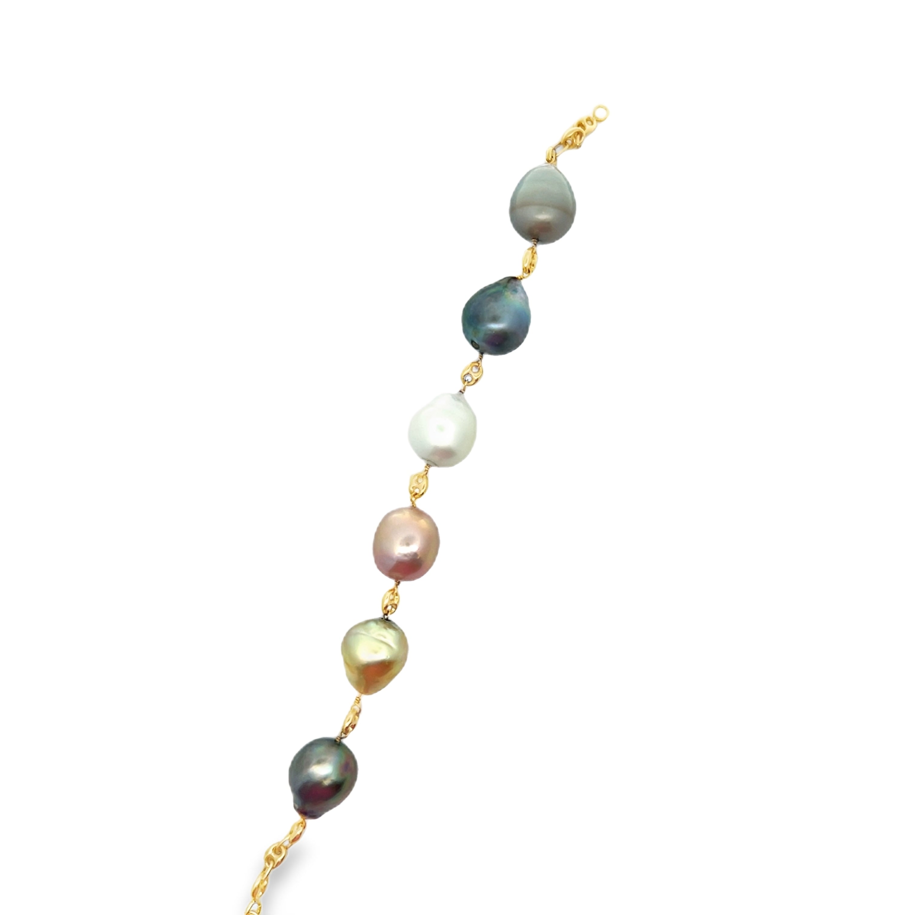 18Y Natural Multi-Colored South Sea Pearl Bracelet 9"