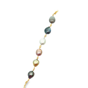 18Y Natural Multi-Colored South Sea Pearl Bracelet 9"