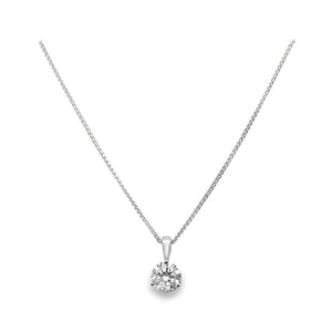 14W 3-Prong 6.2mm Round Lab Grown Diamond Pendent on 1mm Wheat Chain 16"