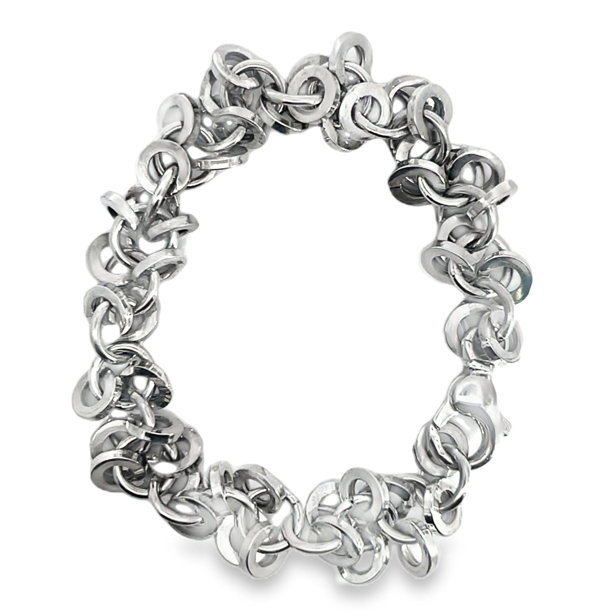Sterling Silver Loose Jump Ring Bracelet 8"
