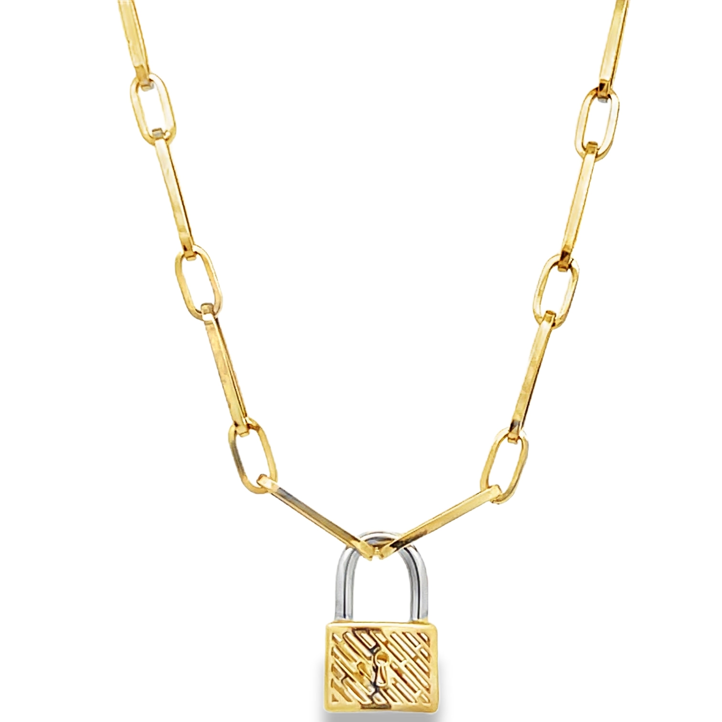 14Y 19" Paper Clip Chain Necklace with Lock