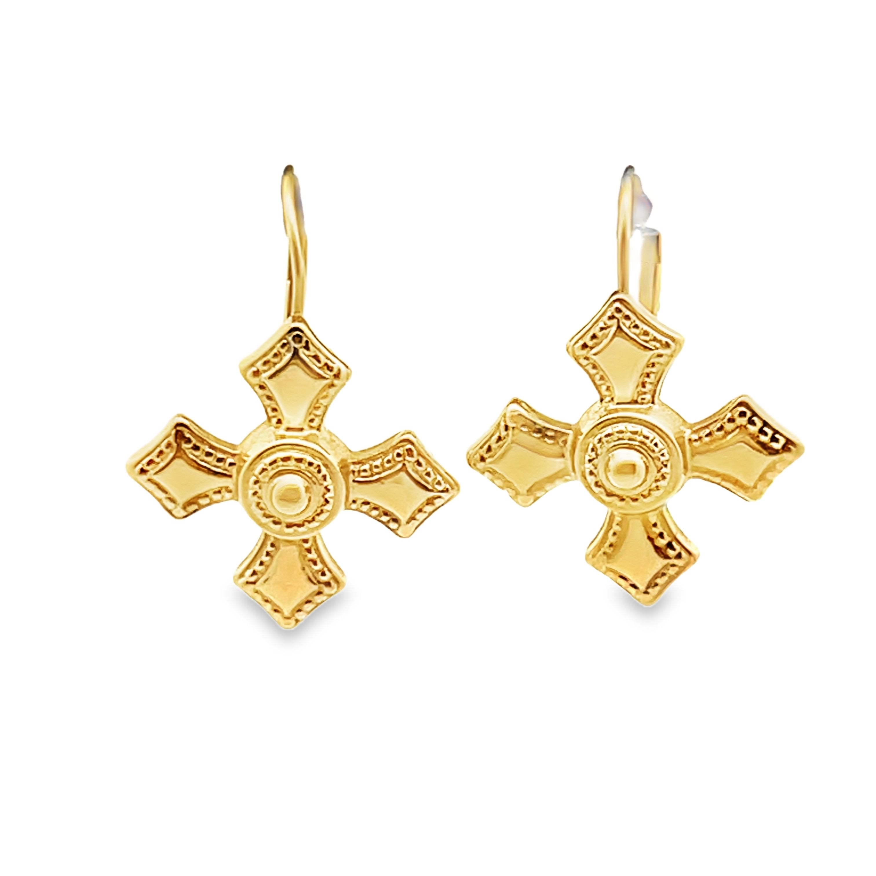 14Y Beaded Etruscan Cross Earrings
