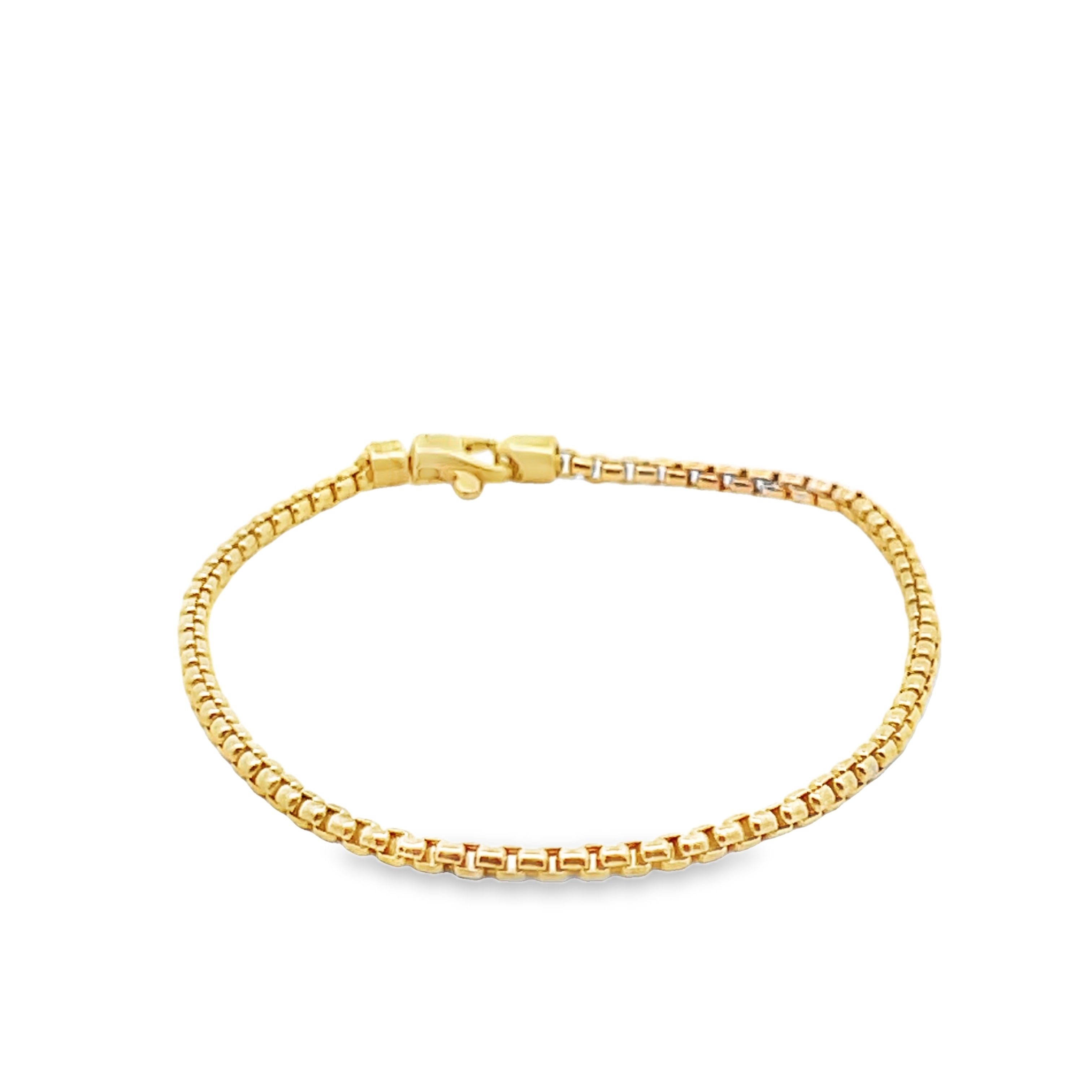 14Y 7" 2mm Round Box Bracelet