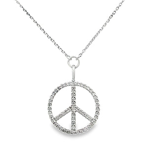 14W 1/2" Round Diamond Peace Sign Pendant