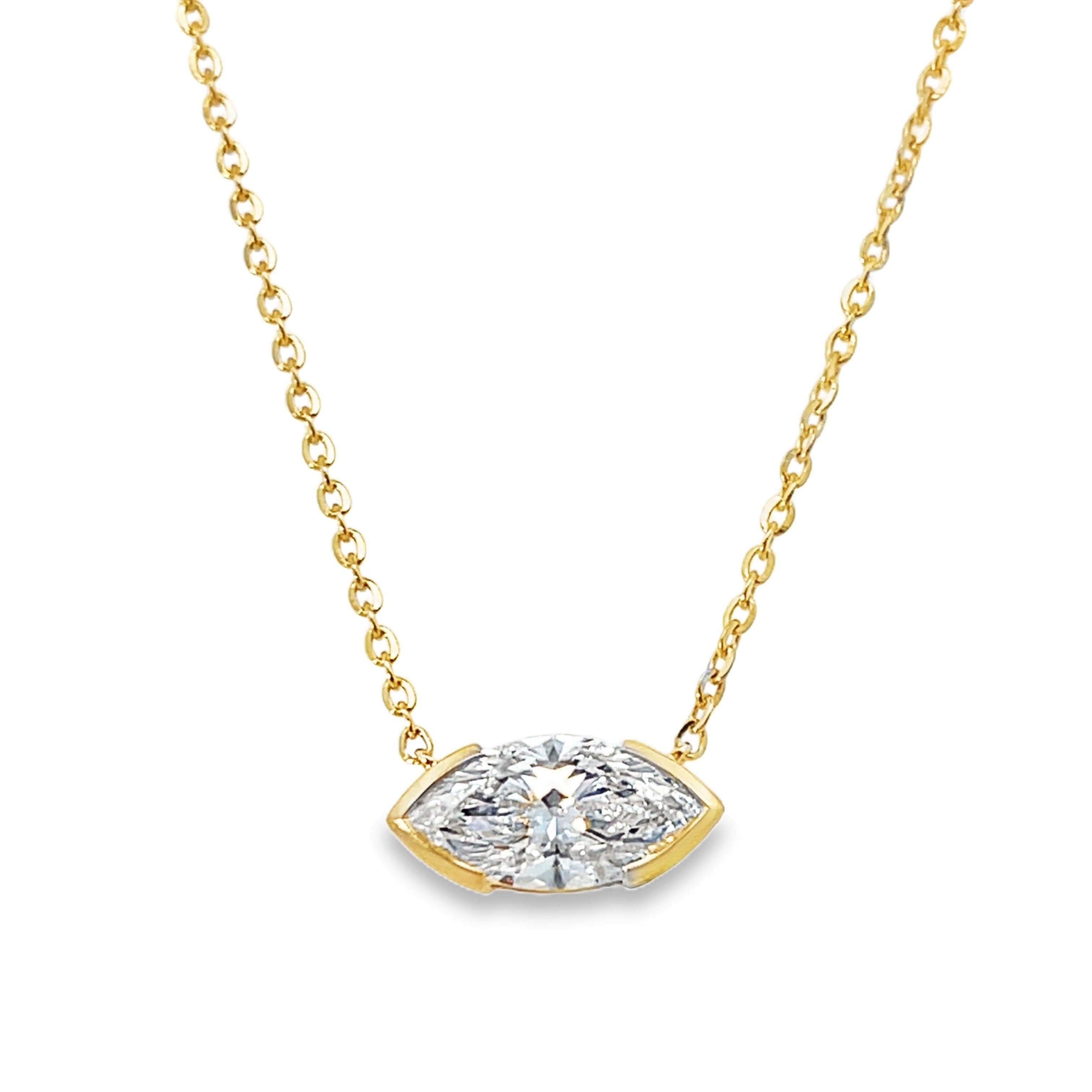 14Y Horizontal Bezel Set Marquise Lab Grown Diamond Pendant 1.56ct