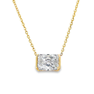 14Y Horizontal Set Bezel Set Radiant Cut Lab Grown Diamond Pendant 3.05ct
