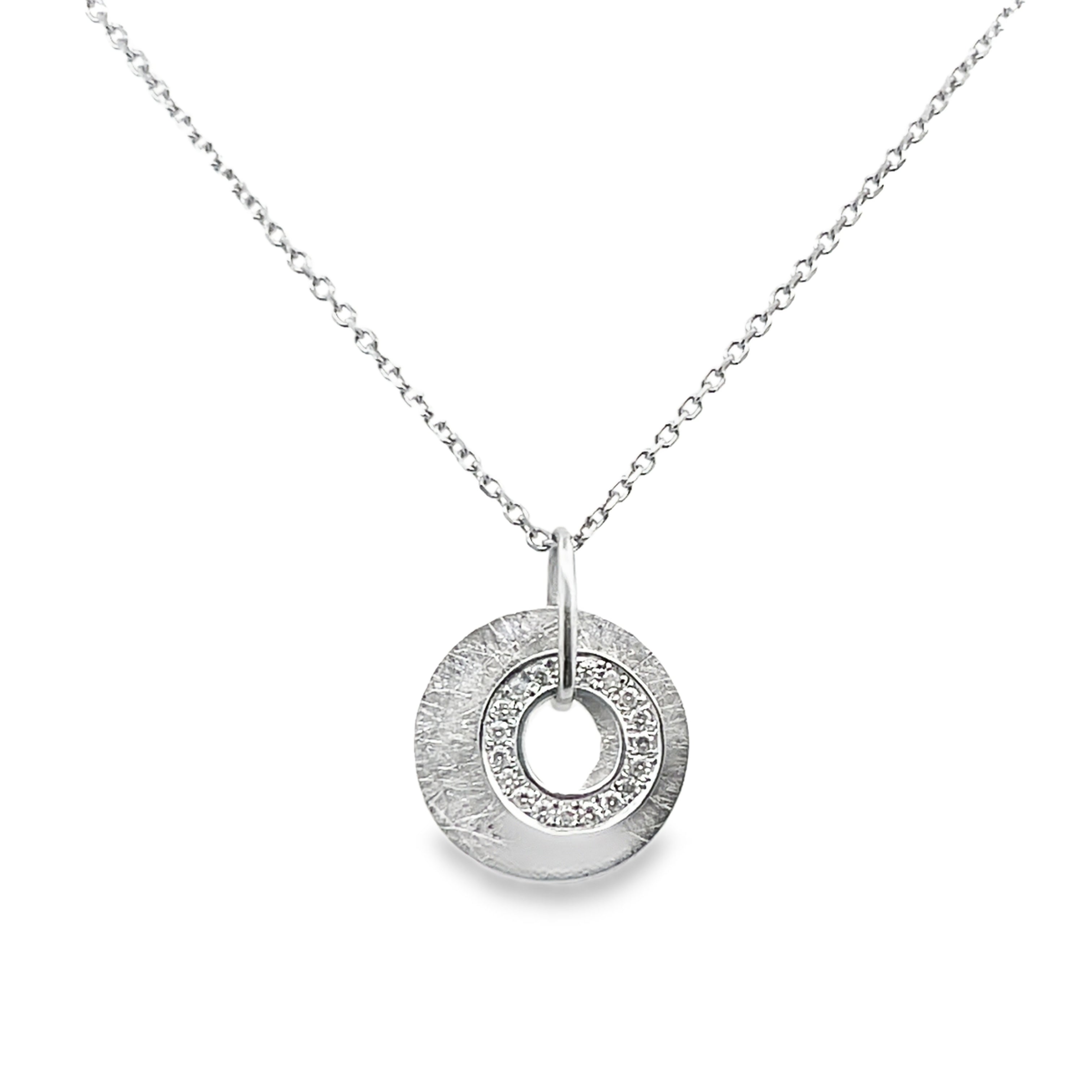 14W Double Pave Diamond Circle Pendant