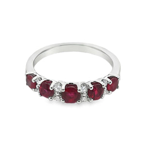 14W 5-Round Ruby and 8-Round Diamond Band 1.05ctw sz 6