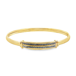 14Y Double Row Channel Set Round Diamond Bangle Bracelet