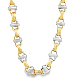 18Y/Platinum 17" Oval Rolo Link Necklace