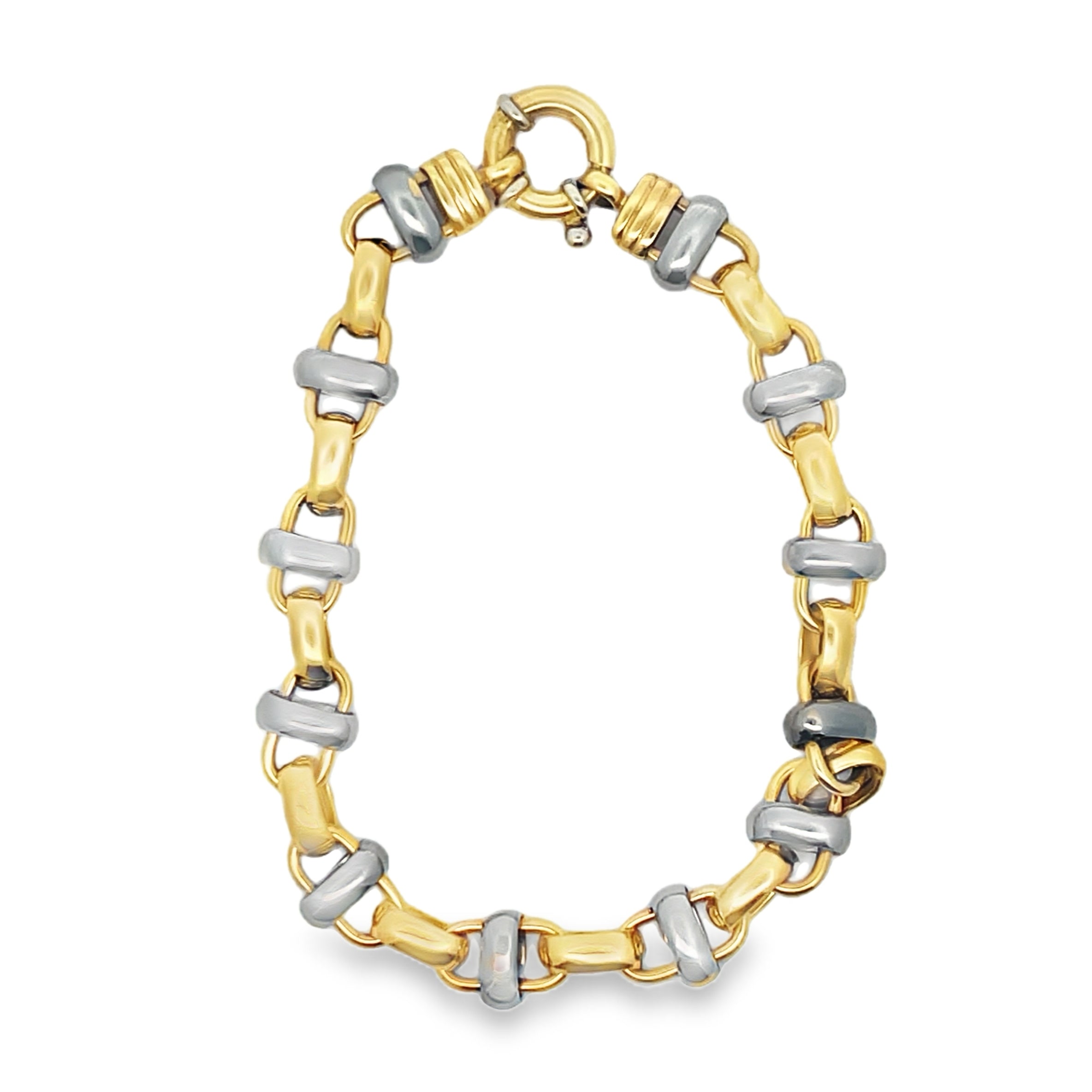 18Y/Platinum 8.25" Oval Rolo Link Bracelet