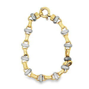 18Y/Platinum 8.25" Oval Rolo Link Bracelet