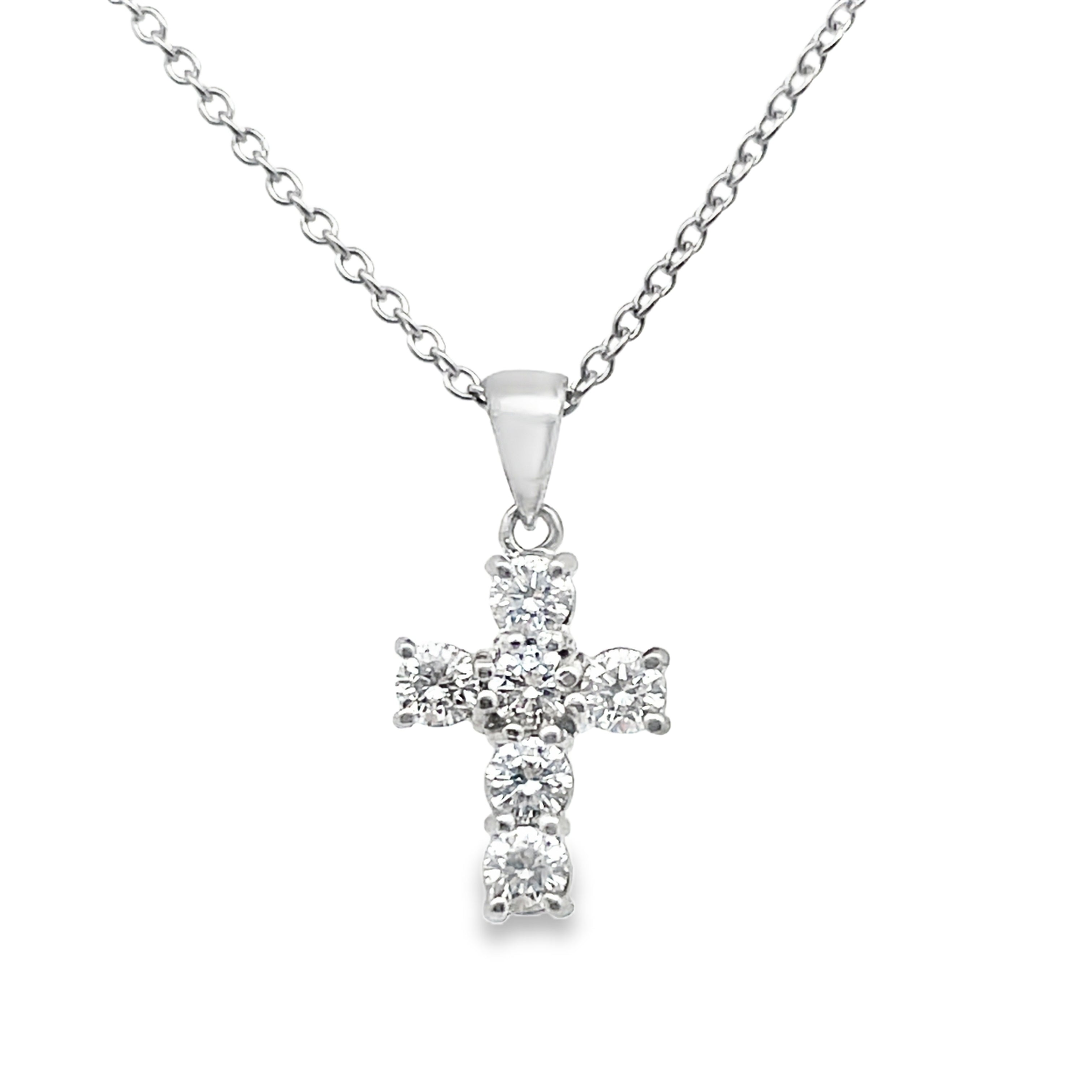 PLAT 6-Round Diamond Cross Pendant