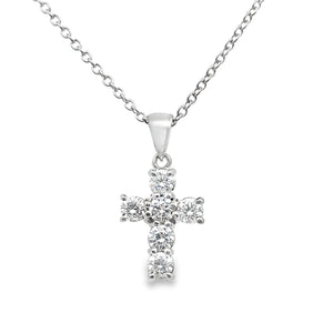 PLAT 6-Round Diamond Cross Pendant