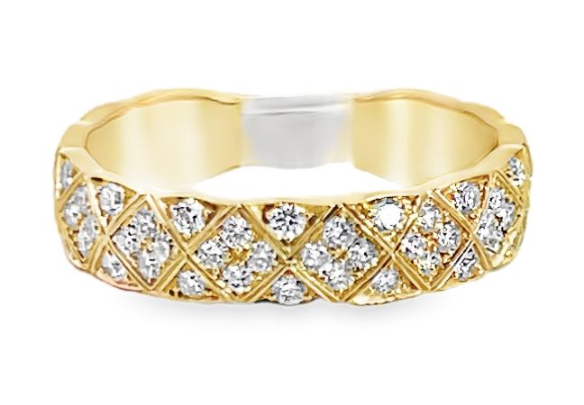 14Y Quilted Style 3/4 Diamond Eternity Band sz 6.5