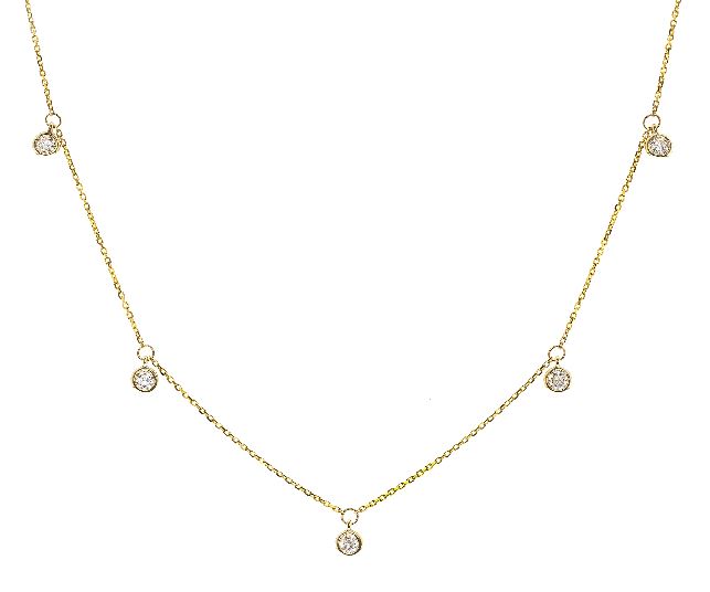 14Y 5 Round Bezel Diamond Dangle Necklace
