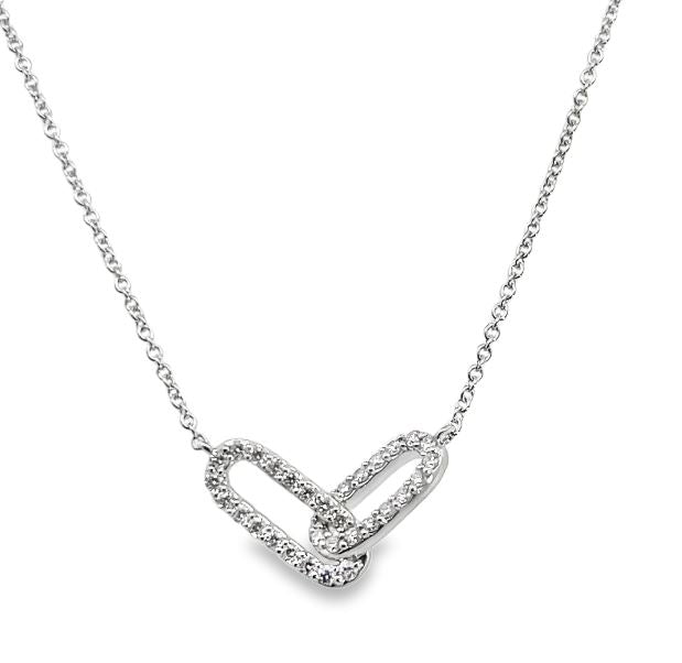 18KW Double Diamond Paperclip Necklace