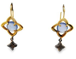 18Y Sterling Silver David Yurman Blue Chalcedony Drop Earrings with French Wires