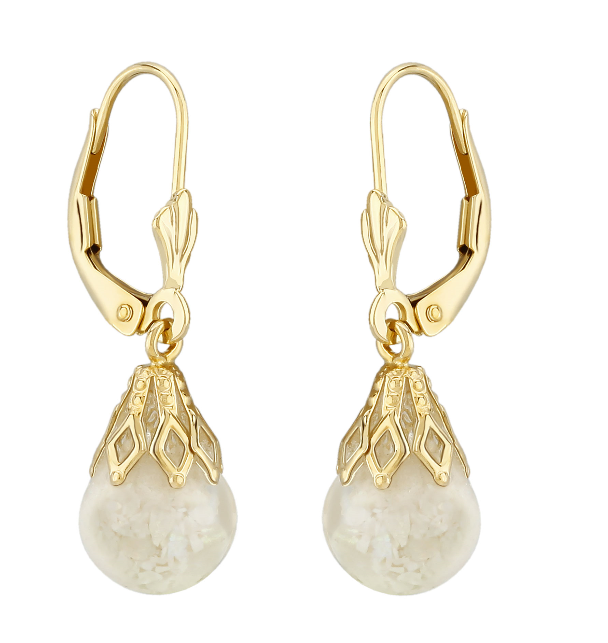 14Y 8mm Floating Opal Leverback Dangle Earrings