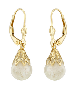 14Y 8mm Floating Opal Leverback Dangle Earrings