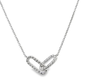 18KW Double Diamond Paperclip Necklace