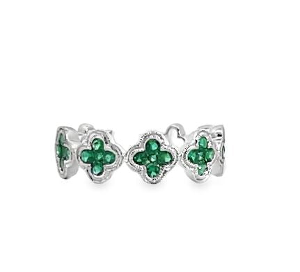 14KW Emerald Quatrefoil Ring sz 6