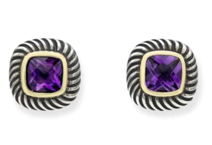 Sterling Silver 14Y David Yurman Amethyst Albion Earrings