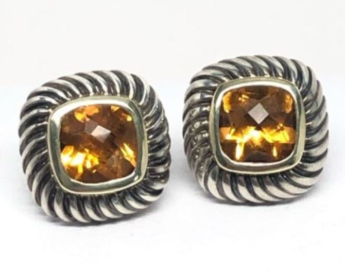 14Y Sterling Silver David Yurman Citrine Albion Earrings