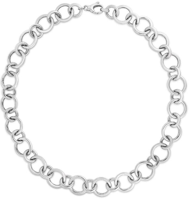 Sterling Silver Round Link Bracelet with Lobster Clasp 7.5"