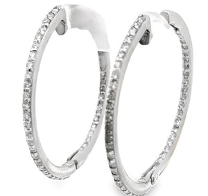 14W 1.40ctw Inside/Out Diamond Hoop Earrings