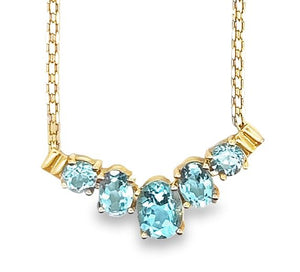 14Y 17" 5 Oval Graduated Blue Topaz Necklace